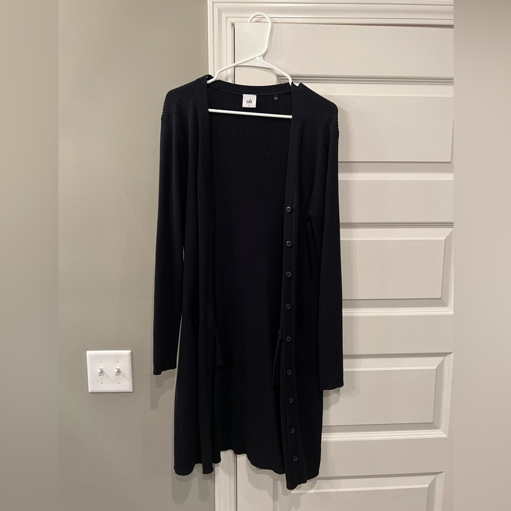 Long navy Cabi cardigan